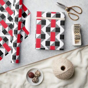 ästhetische rote und schwarze klassische Farbgeome Geschenkpapier