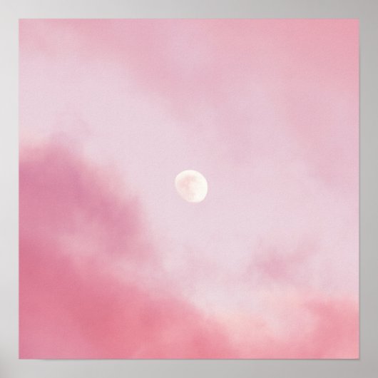 Ästhetische Ruhe Pink Sky und Mond Poster (Vorne)