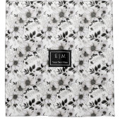 Ästhetische Schwarz-Weiß-Blume Duschvorhang (Vorderseite)