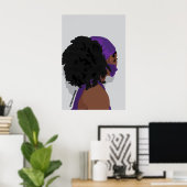 Ästhetische schwarze Frau, natürliche Haare Poster (Heimbüro)