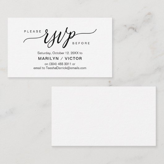 Ästhetische Schwarze Schrift, Party UAWG Response Begleitkarte (Vorne/Hinten)