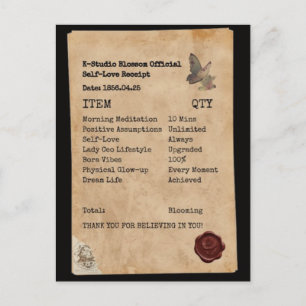 Ästhetische Selbstliebe-Empfangsmanifestation Postkarte