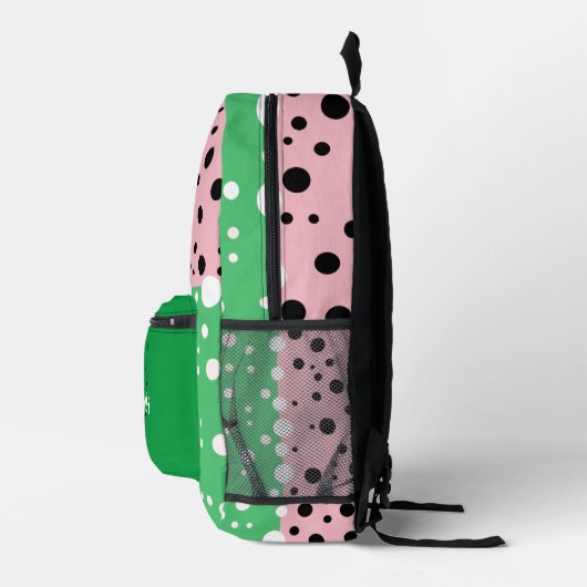 Ästhetische Smaragdgrün rosa Farbe - Anfangsname Bedruckter Rucksack (Rechts)