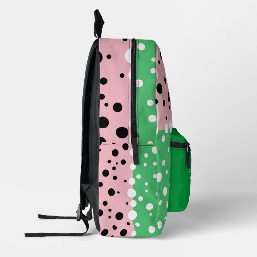 Ästhetische Smaragdgrün rosa Farbe - Anfangsname Bedruckter Rucksack (Links)