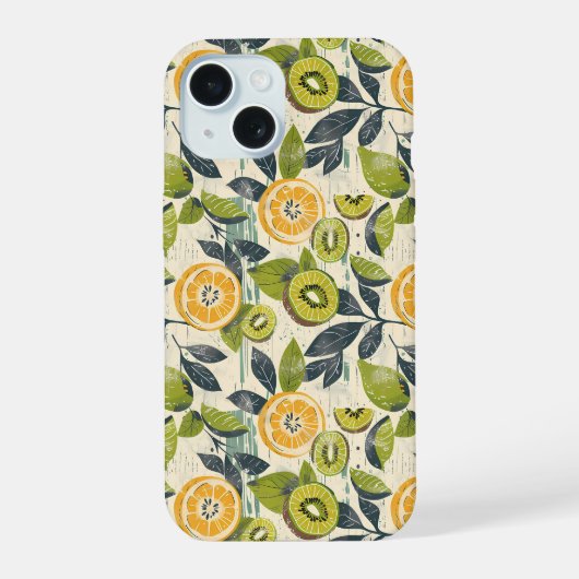 Ästhetische Sommer-Limonen-Kiwi-Muster iPhone-Hüll iPhone 15 Hülle (Rückseite)