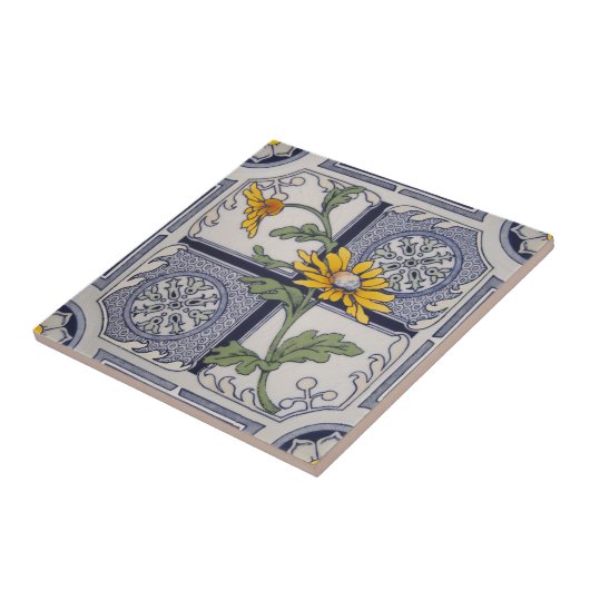 Ästhetische Spätblauer Gelbblauer Repro  Fliese (Seite)