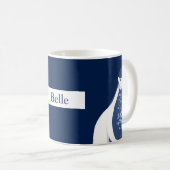 Ästhetische Stilvolle Blätter der blauen Marinemün Kaffeetasse (VorderseiteRechts)