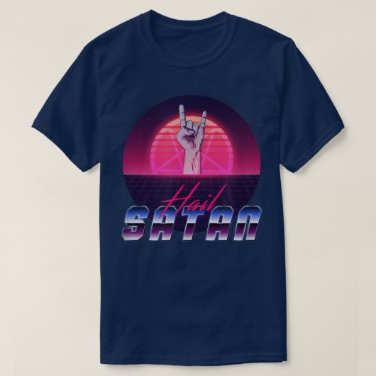 Ästhetische Synthwave Hail Satan Satanismus T-Shirt (Design vorne)