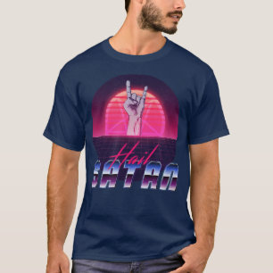 Ästhetische Synthwave Hail Satan Satanismus T-Shirt
