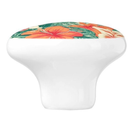 Ästhetische, topische Blume und Blätter Keramikknauf (Seitenansicht)