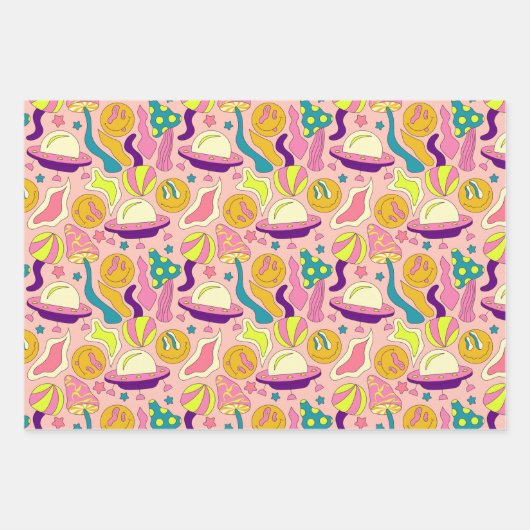 Ästhetische Trippy Psychedelic Funky Quirky Geschenkpapier Set (Vorderseite 3)