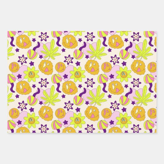 Ästhetische Trippy Psychedelic Funky Quirky Geschenkpapier Set (Vorderseite 2)