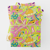 Ästhetische Trippy Psychedelic Funky Quirky Geschenkpapier Set (Beispiel)