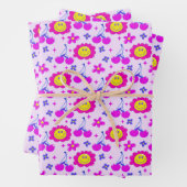 Ästhetische Trippy Psychedelic Y2K Cherry Daisy Geschenkpapier Set (Beispiel)