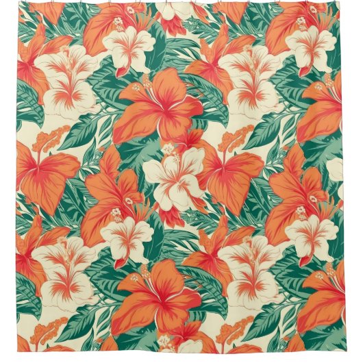 Ästhetische tropische Blume aus hawaiianischem Fla Duschvorhang (Vorderseite)