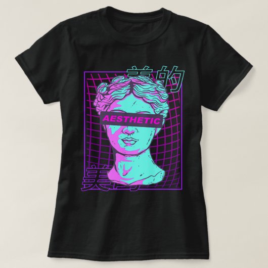 Ästhetische Vaporwave Japanische Büste Griechische T-Shirt (Design vorne)