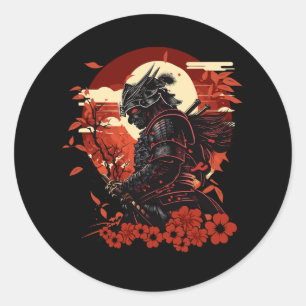Ästhetische Vintage-Samurai-Japanische Kunst Samur Runder Aufkleber