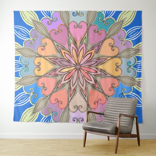 Ästhetische Wand Kunstwerk Frische Pastelle Mandal Wandteppich (Beispiel (Horizontal))