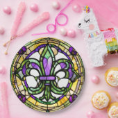 Ästhetische Wasserfarbe Mardi Gras Lilie Pappteller (Party)