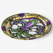 Ästhetische Wasserfarbe Mardi Gras Lilie Pappteller (Schrägansicht)