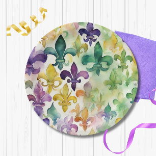 Ästhetische Wasserfarbe Mardi Gras Pappteller