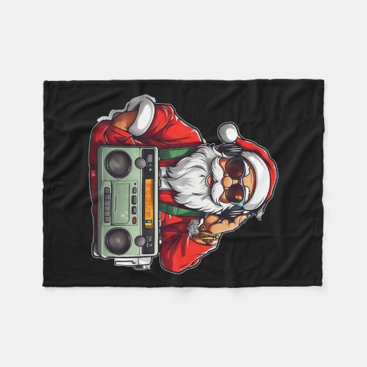 Ästhetische Weihnachten 90er Hip Hop Radio Santa B Fleecedecke (Vorderseite (Horizontal))
