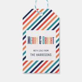 Ästhetische Weihnachts Retro Streifen farbenfrohe Geschenkanhänger