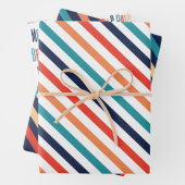 Ästhetische Weihnachts Retro Streifen farbenfrohe Geschenkpapier Set (Beispiel)