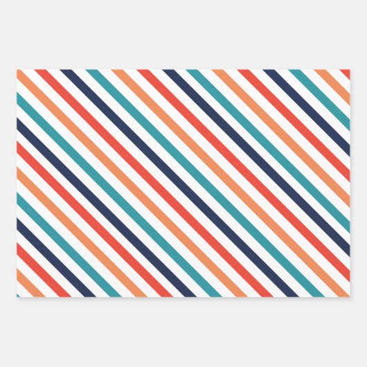 Ästhetische Weihnachts Retro Streifen farbenfrohe  Geschenkpapier Set (Vorderseite)