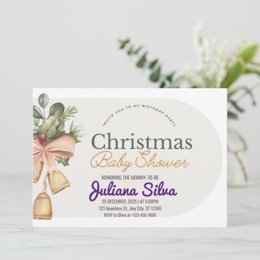 Ästhetische Weihnachtsdusche Einladung (Stehend Vorderseite)