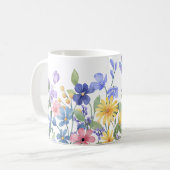 Ästhetische Wildblumen und Glühwürmchen Kaffeetasse (Vorderseite Links)