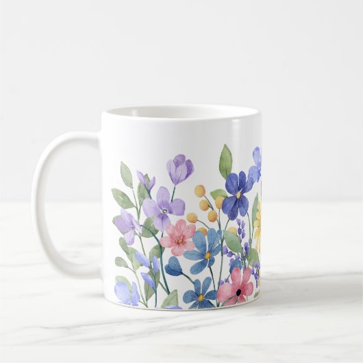 Ästhetische Wildblumen und Glühwürmchen Kaffeetasse (Links)