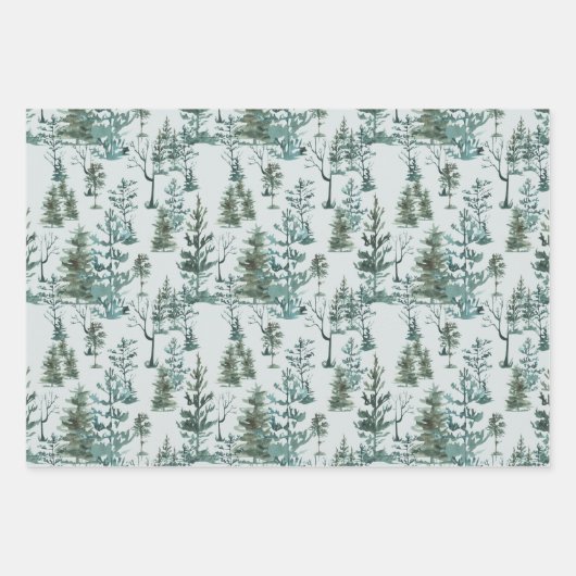 Ästhetische Winterpine Hunter & Pastel Green Geschenkpapier Set (Vorderseite)