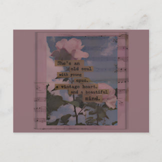 Ästhetische Zitate, Rose, Vintage Frauen, romantis Einladungspostkarte