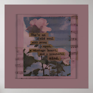Ästhetische Zitate, Rose, Vintage Frauen, romantis Poster