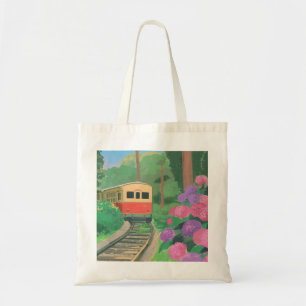 Ästhetische Zug- und Blumenwandkunst Vintage Nat Tragetasche
