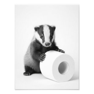 Ästhetischer Baby Dachs hält Toilettenpapier Süß Fotodruck