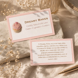 Ästhetischer Besitzer einer rosa Cupcake-Bäckerei Visitenkarte