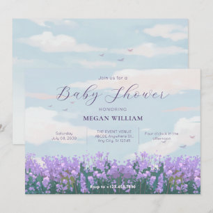Ästhetischer blauer Himmel Blumen Frühlings-Baby-P Einladung