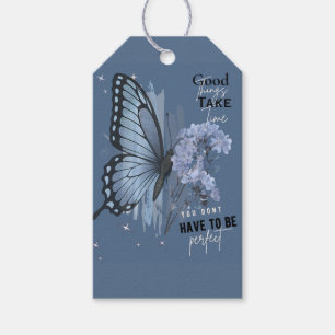 Ästhetischer blauer Schmetterling Motivationszitat Geschenkanhänger