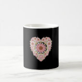 Ästhetischer Blumen-Herz-Becher | Schwarzer Becher Kaffeetasse (Mittel)
