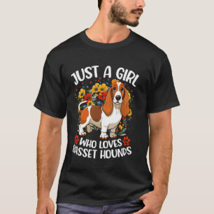 Ästhetischer Blumenhund Nur Ein Mädchen Das Basset T-Shirt