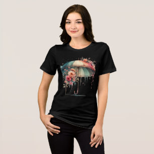 Ästhetischer bunter Regenschirm mit schönen Blumen Tri-Blend Shirt