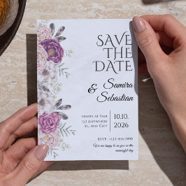 Ästhetischer Chic Floral Light Grau Save the Date Einladung