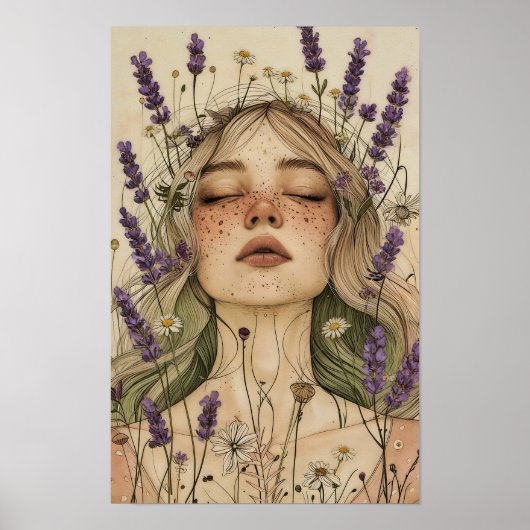 Ästhetischer Cottagecore-Mädchen-Kunstprint Poster (Vorne)