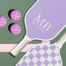 Ästhetischer Country Club Lavendel Checkered Monog Pickleball Schläger
