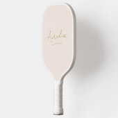 Ästhetischer Country Club Pink Karierte Goldsignat Pickleball Schläger (Links)