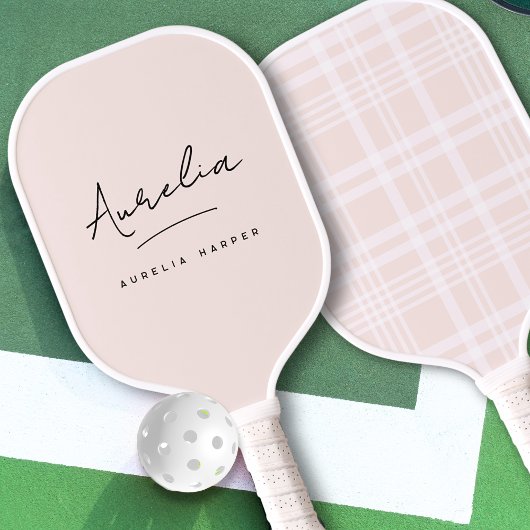 Ästhetischer Country Club Pink Streifen Kariert Mo Pickleball Schläger