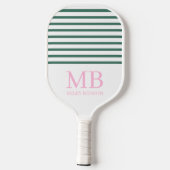 Ästhetischer Country Club Pink Streifen Monogramm  Pickleball Schläger (Rückseite)