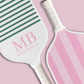 Ästhetischer Country Club Pink Streifen Monogramm  Pickleball Schläger
